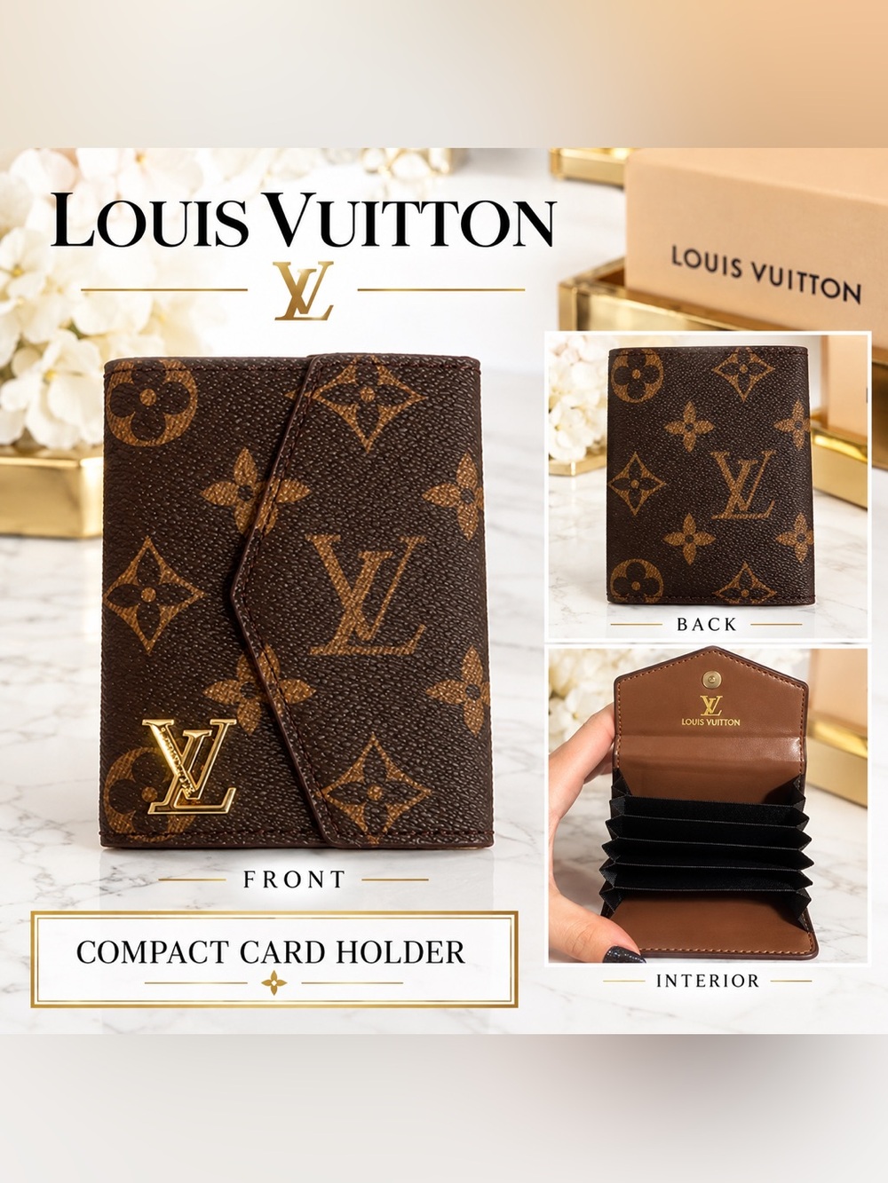 Brown Monogram Card Holder